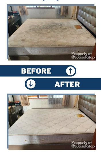 Before after proses pencucian Cuci Sofa Top