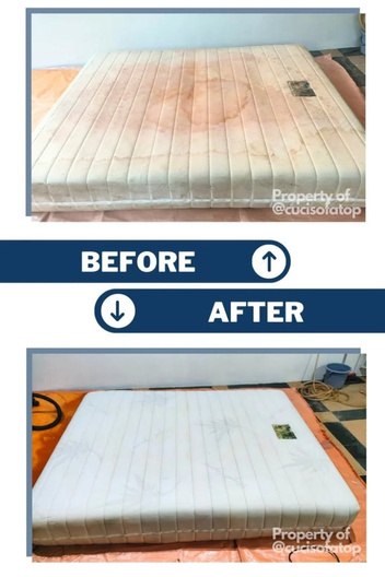 Before after proses pencucian Cuci Sofa Top