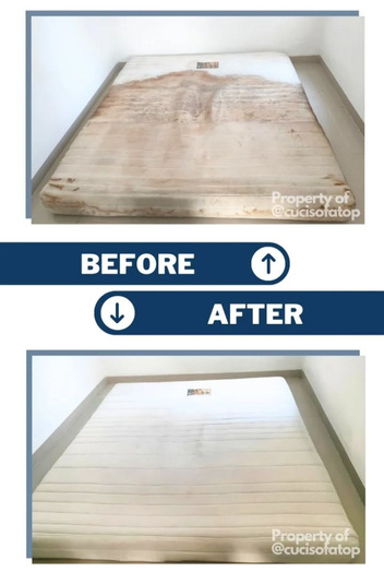 Before after proses pencucian Cuci Sofa Top