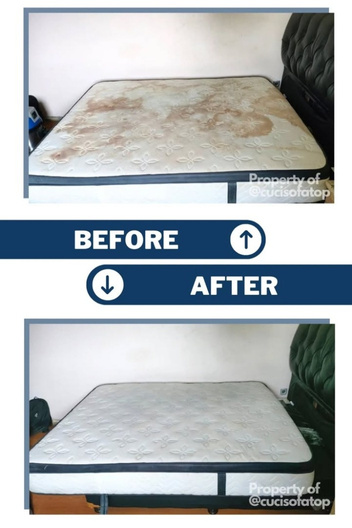 Before after proses pencucian Cuci Sofa Top