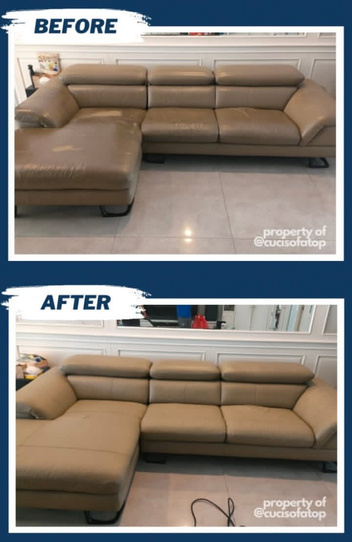 Before after proses pencucian Cuci Sofa Top