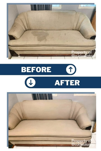 Before after proses pencucian Cuci Sofa Top
